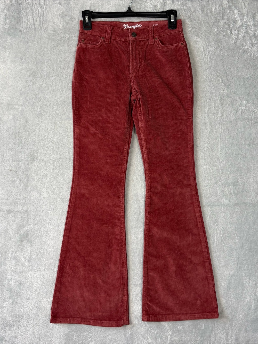 NEW Wrangler Burgundy Corduroy Pants Flare Jeans Womens 12R 26x28 Stretch